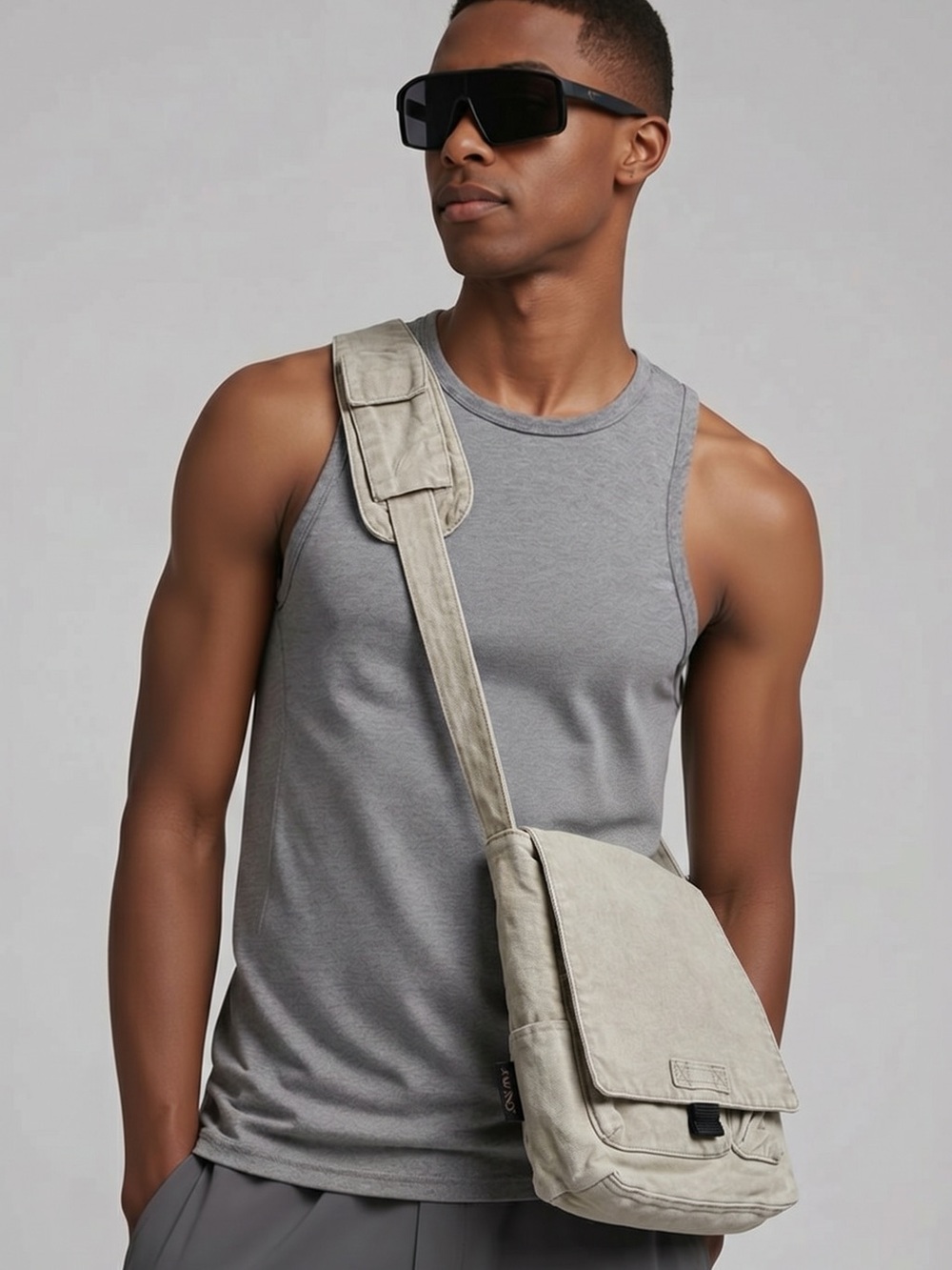 Tan Canvas Utility Crossbody Bag by Why Not